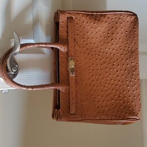 Ostrich Print Leather Purse